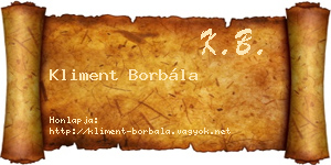 Kliment Borbála névjegykártya